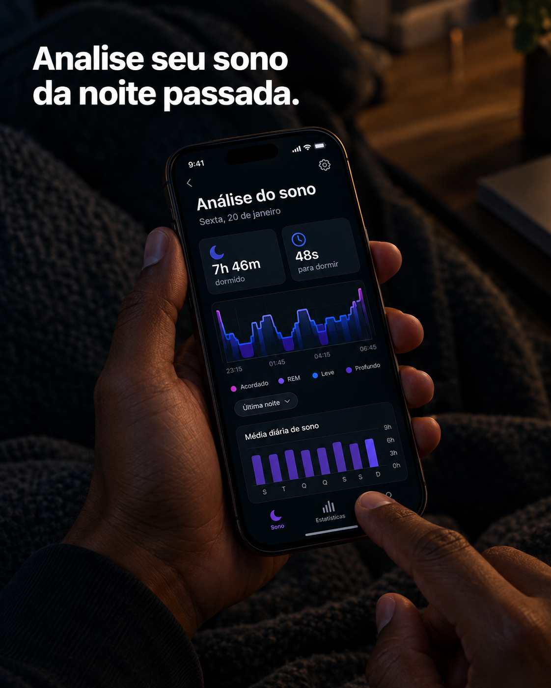 App do UP analisando o sono